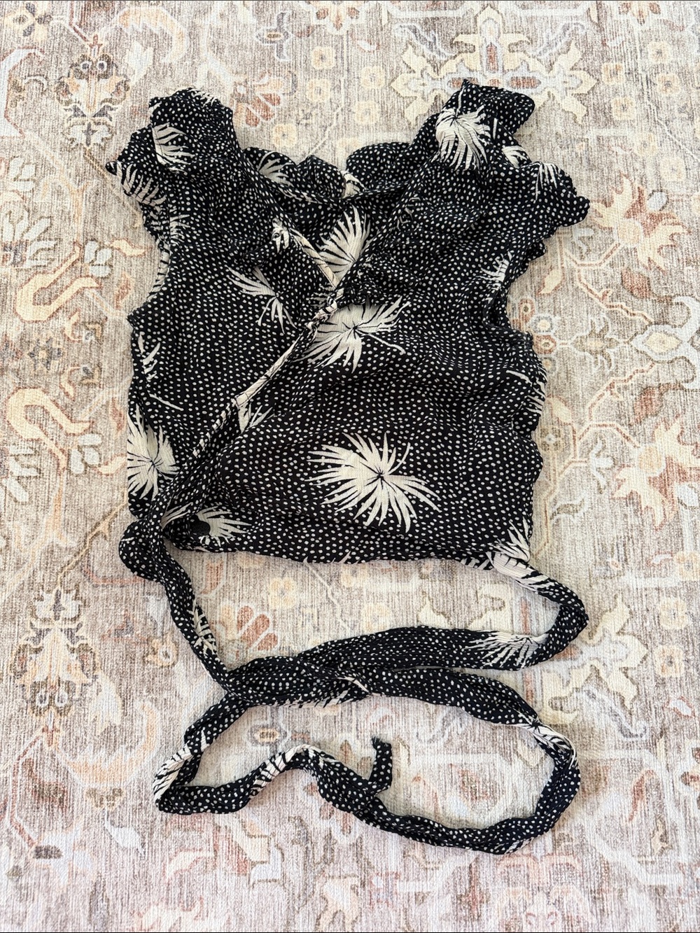 Billabong Black & Cream Floral Wrap Crop Top - Women Tops